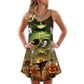 Halloween Crazy Pumpkin Ghost V-Neck Sleeveless Cami Dress For Festivals Travel And Relaxed Casual Summer Wear