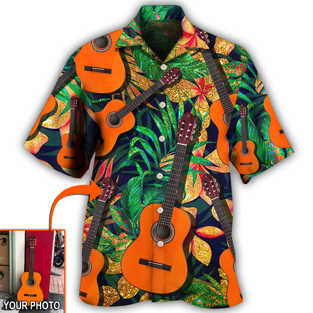 Tropical Guitar Various Custom Photo Hawaiian Shirt Pattern Detail For Vacation Travel And Daily Wear