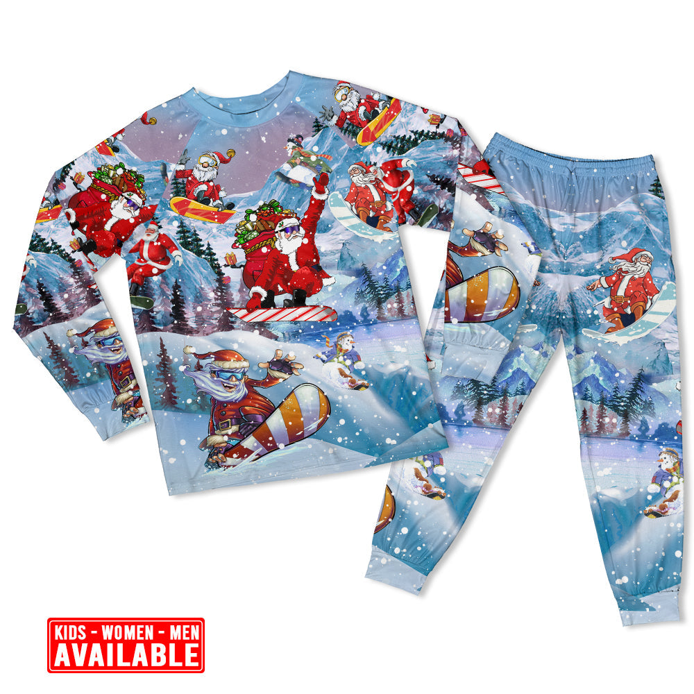 Mountain Snowboarding Christmas Long Sleeve Pajamas Set For Holiday Bedtime And Cozy Home Wear