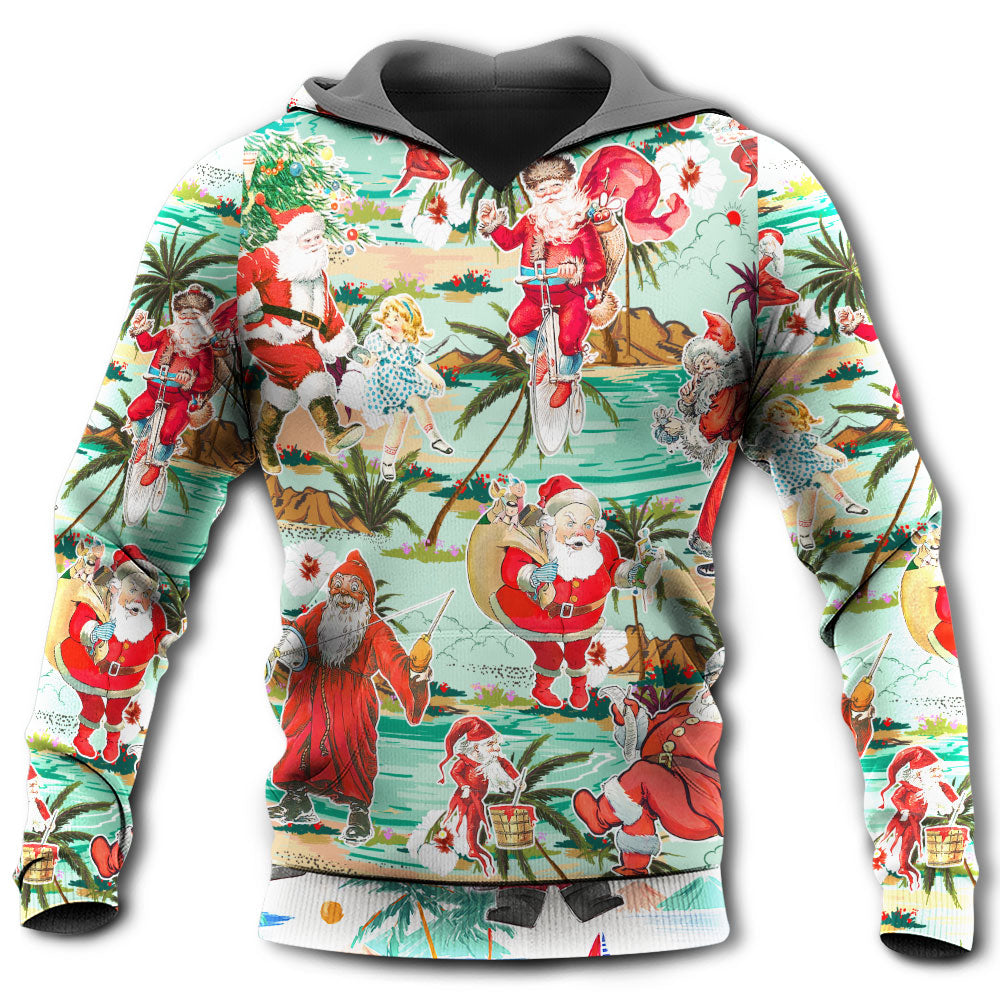 Christmas Santa Vacation Beach Joyful - Hoodie