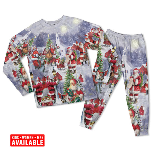 Merry Christmas Santa Holiday Arrival Long Sleeve Pajamas Set For Festive Sleepovers And Family Photos