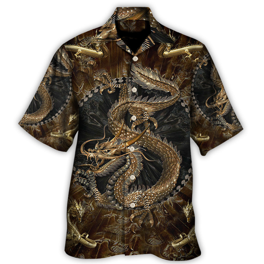 Colorful Dragon Hawaiian Shirt Pattern Detail For Summer Holidays And Outdoor Fun