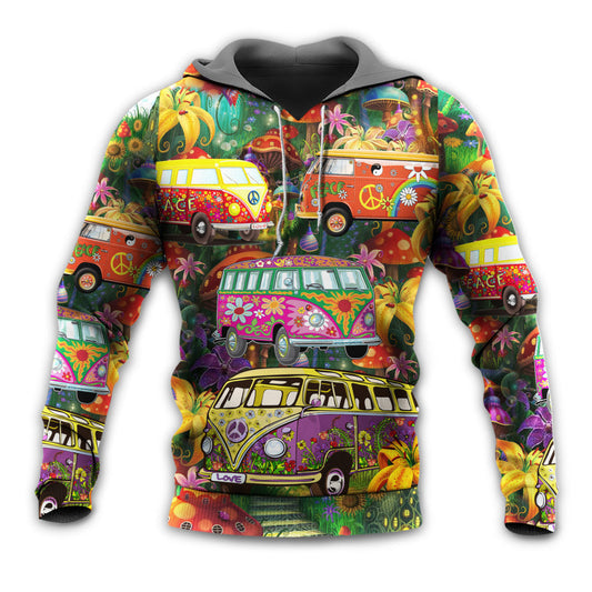 Hippie Colorful Peace Bus Life Hoodie For Free Spirit Outings Holidays And Relaxed Layering