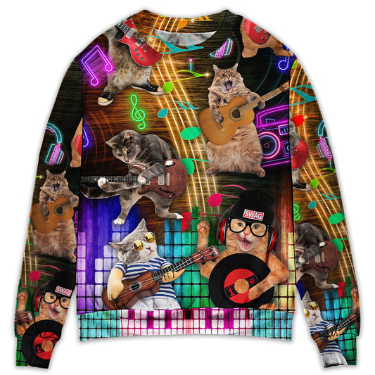 Cat Rocker Music Sweater For Live Events Travel And Relaxed Creative Outfits