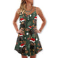 Christmas Is Better With Dog Companion V-Neck Sleeveless Cami Dress For Vacations And Casual Warm Weather Wear
