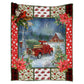 Cardinal Red Truck Christmas Flannel Blanket For Cozy Bedroom Sofa Decor