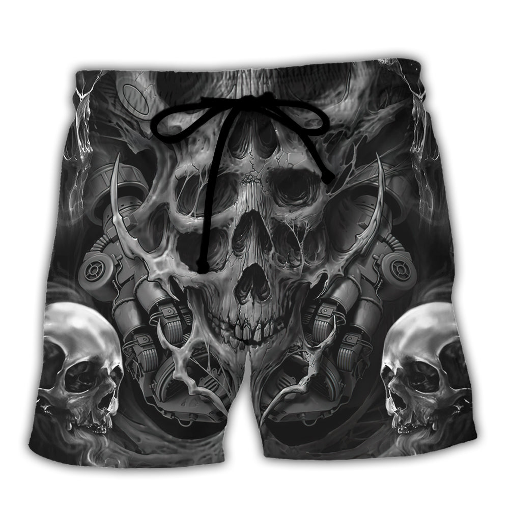 Dark Skull Inner Demons Beach Shorts Design Detail For Coastal Escapes And Daily Wear