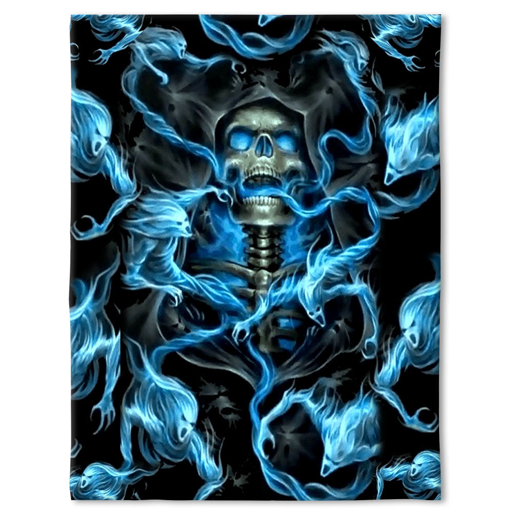 Skull Black Ground Thunder Flannel Blanket For Cozy Bedroom Sofa Decor