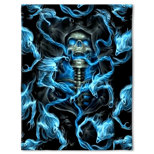 Skull Black Ground Thunder Flannel Blanket For Cozy Bedroom Sofa Decor