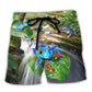 Frog Journey Begins With One Hop Beach Shorts Pattern View For Relaxed Vacation Styling