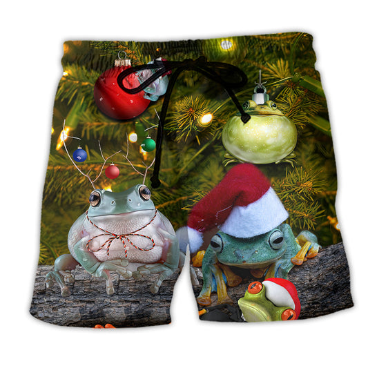 Christmas Frog Beach Shorts For Island Getaways And Versatile Outdoor Wear