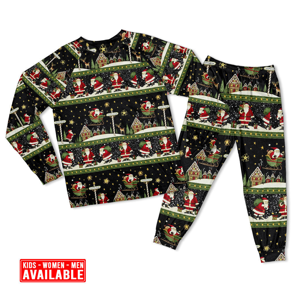 Santa Christmas Eve Adventure Long Sleeve Pajamas Set For Festive Sleepovers And Family Photos