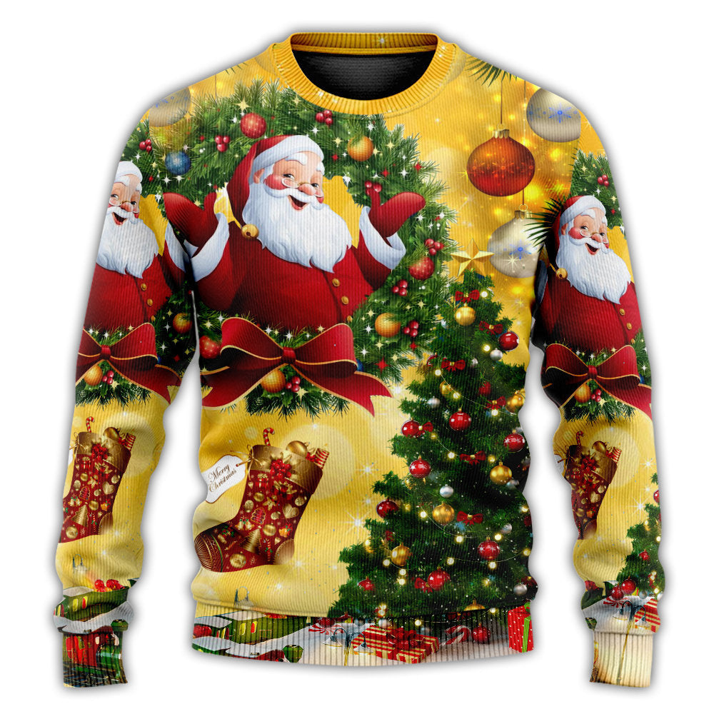Christmas Tree Yellow Santa Claus Sweater For Seasonal Parties Cozy Gatherings And Thoughtful Holiday Gifts