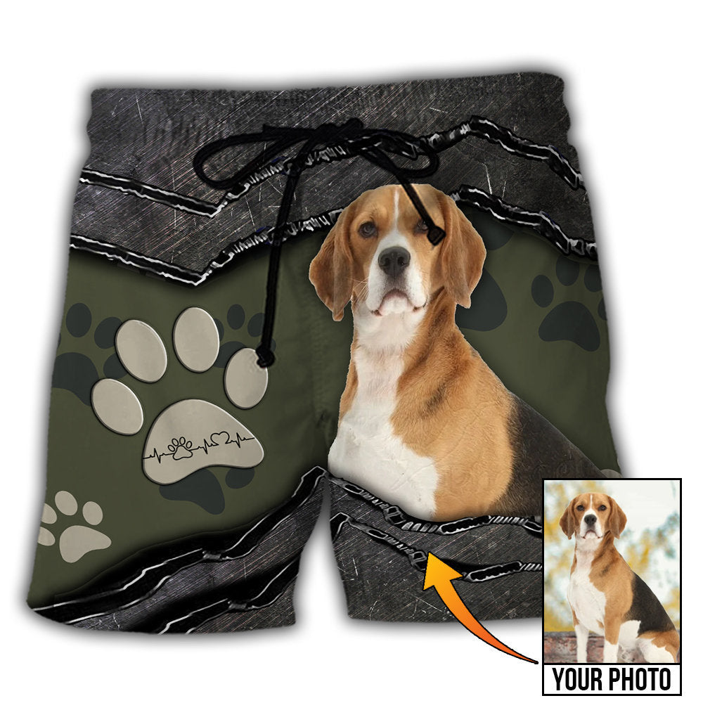 Dog Sweet Lover Personalized Photo Beach Shorts Pattern View For Coastal Holidays And Casual Activities
