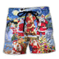 Christmas Snow Santa Beach Shorts For Weekend Travel And Laid Back Styling