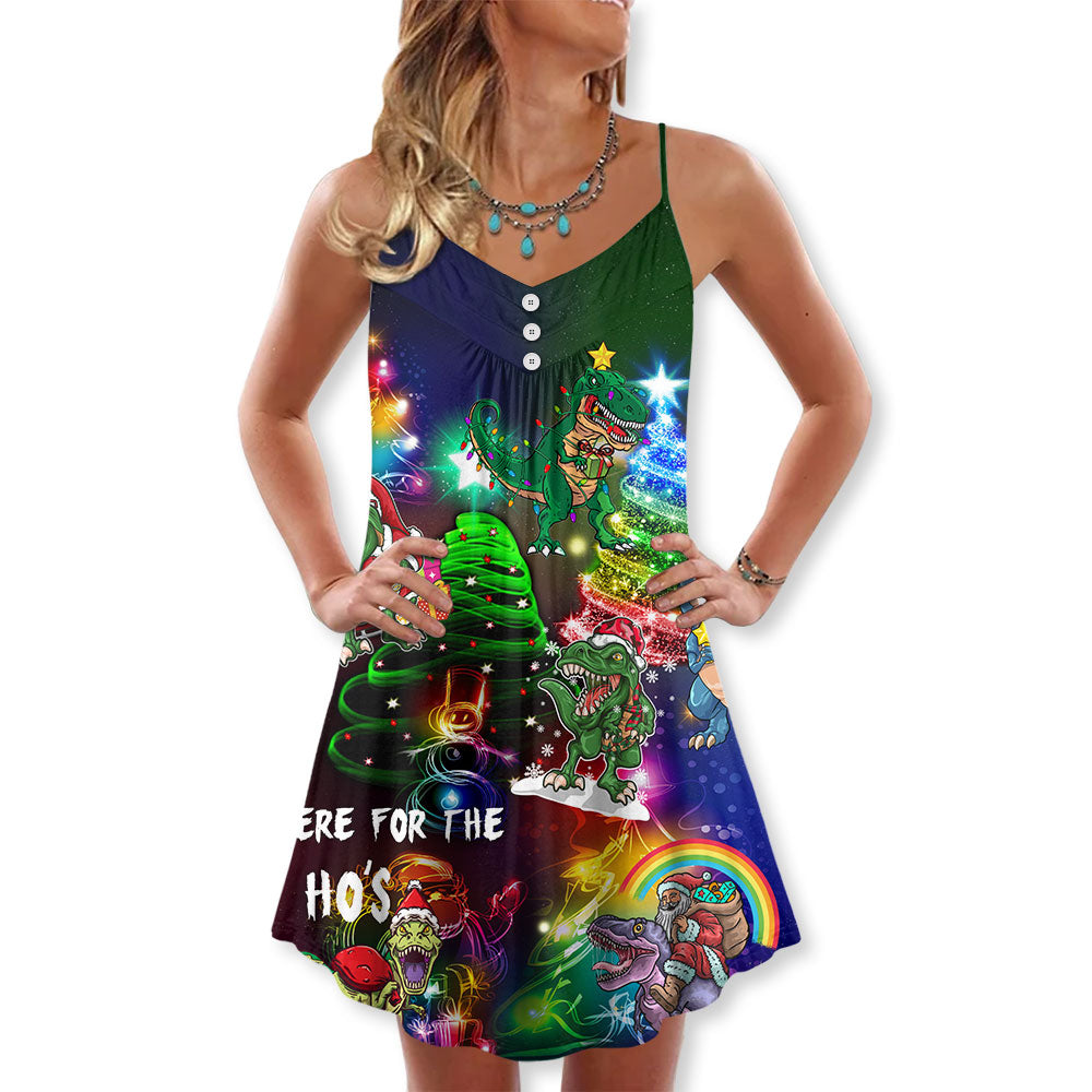 Dinosaur Lover Merry Christmas V-Neck Sleeveless Cami Dress For Festivals Travel And Relaxed Casual Summer Wear