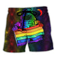 Rainbow Pride Astronaut Beach Shorts For Holiday Cruises And Weekend Casual Style