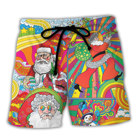 Hippie Santa Christmas Beach Shorts For Festive Vacation And Holiday Travel