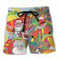 Hippie Christmas Santa Beach Shorts For Weekend Travel And Leisure And Relaxation