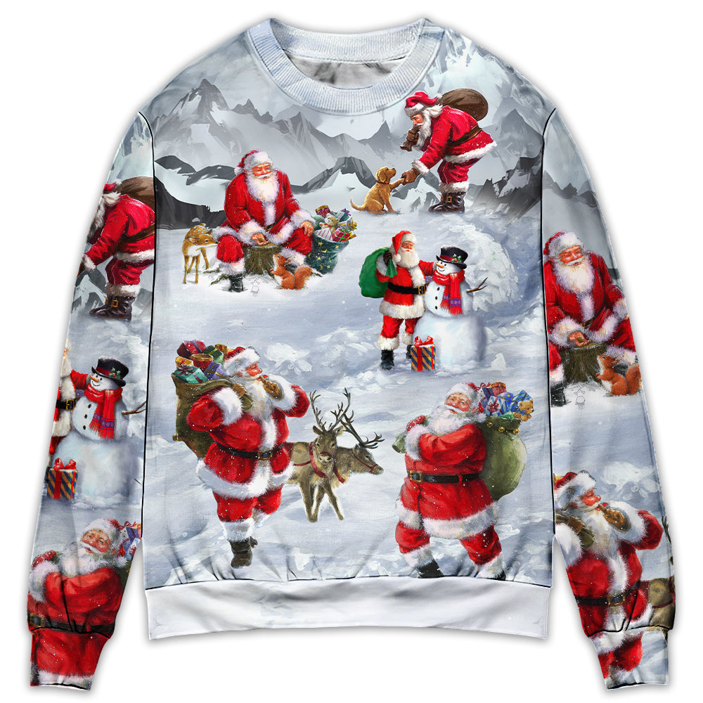 Christmas Santa Snow Mountain Sweater For Family Gatherings Winter Travel And Everyday Seasonal Comfort