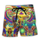Hippie Peace Life Neon Color Art Beach Shorts For Resort Trips And Warm Weather Style