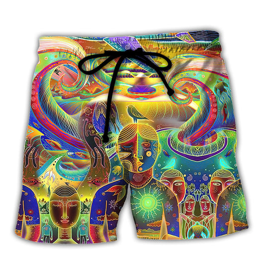 Hippie Peace Neon Colorful Beach Shorts For Poolside Relaxation And Everyday Comfort