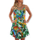 Christmas Parrot Tropical Love V-Neck Sleeveless Cami Dress For Festivals Travel And Relaxed Casual Summer Wear