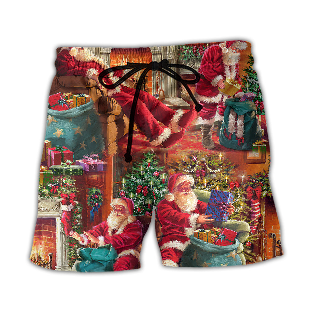 Santa Story Christmas Beach Shorts For Summer Vacations And Travel Ready Comfort