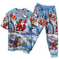 Mountain Snowboarding Christmas Short Sleeve Pajamas Set For Christmas Mornings And Relaxed Lounging