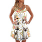 Cat Playing Golf Bling Flower V-Neck Sleeveless Cami Dress For Summer Events And Comfortable Everyday Style