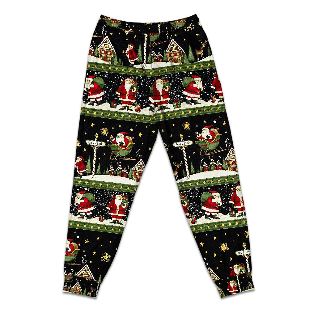 Santa Christmas Eve Adventure Short Sleeve Pajamas Set For Christmas Sleepwear And Family Lounging