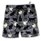Halloween Black Cat Pattern Hawaiian Print Beach Shorts For Bold Summer Vacation Style