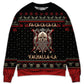 Viking Valhalla Black And Red Holiday Sweater For Holiday Travel Winter Outings And Cheerful Gift Giving