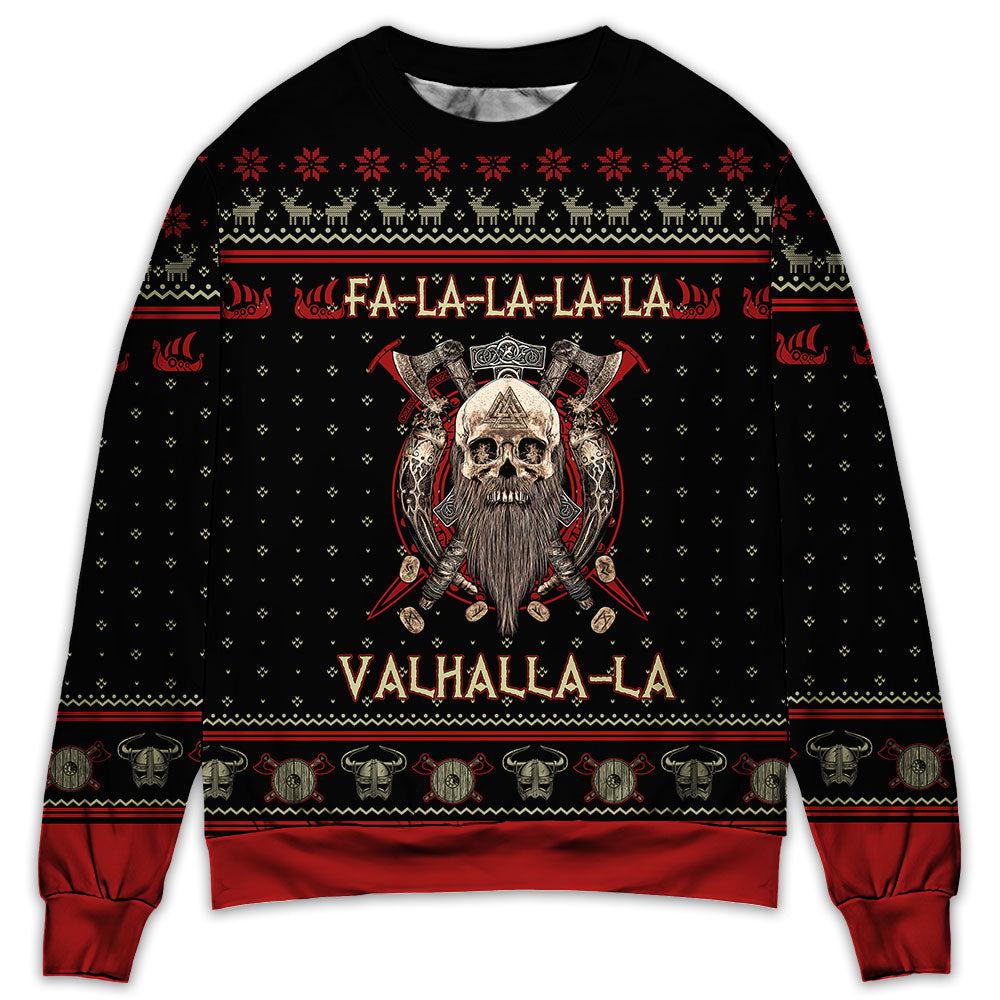 Viking Valhalla Black And Red Holiday Sweater For Holiday Travel Winter Outings And Cheerful Gift Giving