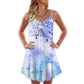 Music Watercolor Notes V-Neck Sleeveless Cami Dress For Music Lovers Travel And Expressive Summer Fashion