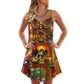 Chihuahua Home Love Christmas V-Neck Sleeveless Cami Dress For Festivals Travel And Relaxed Casual Summer Wear