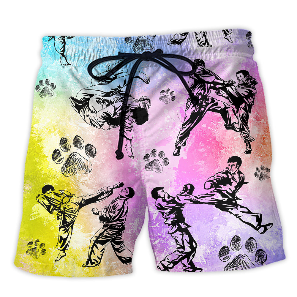 Karate And Dog Lover Fun Beach Shorts For Poolside Relaxation And Summer Adventures