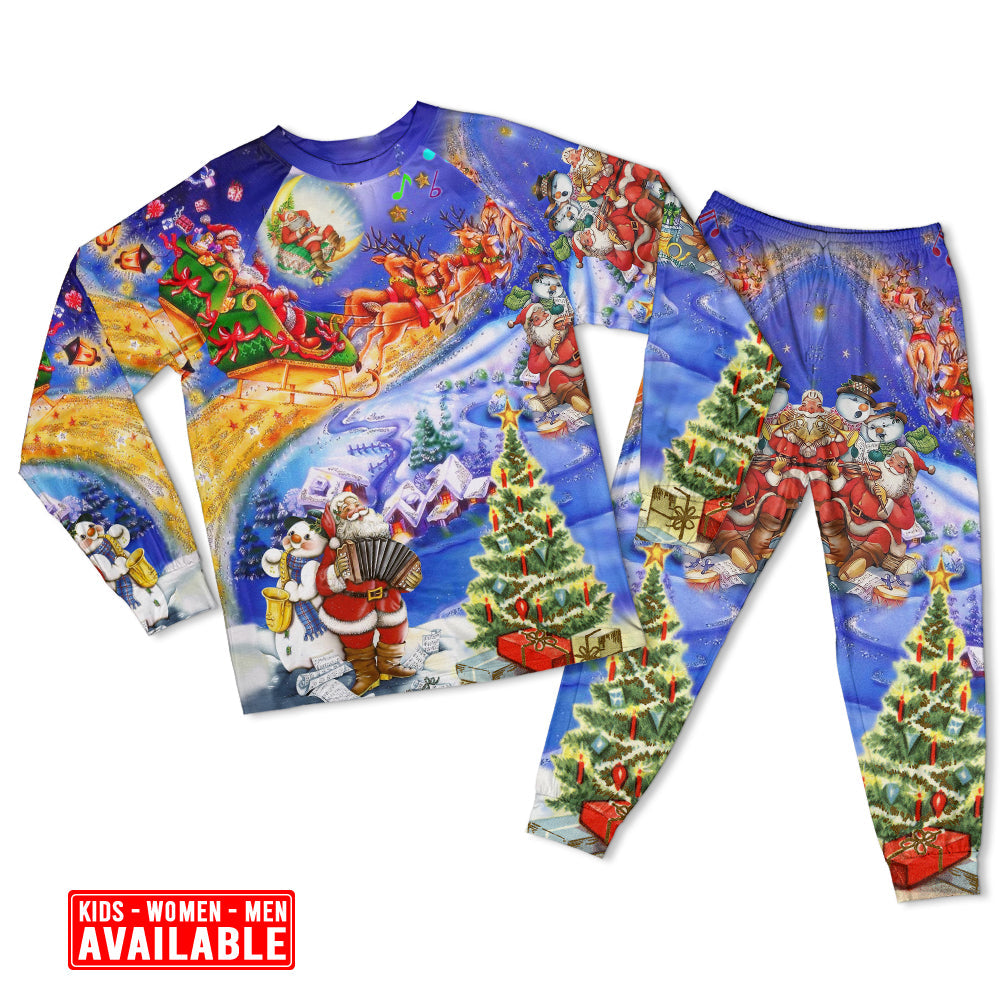 Santa Christmas Joy Long Sleeve Pajamas Set For Holiday Travel And Comfortable Home Wear