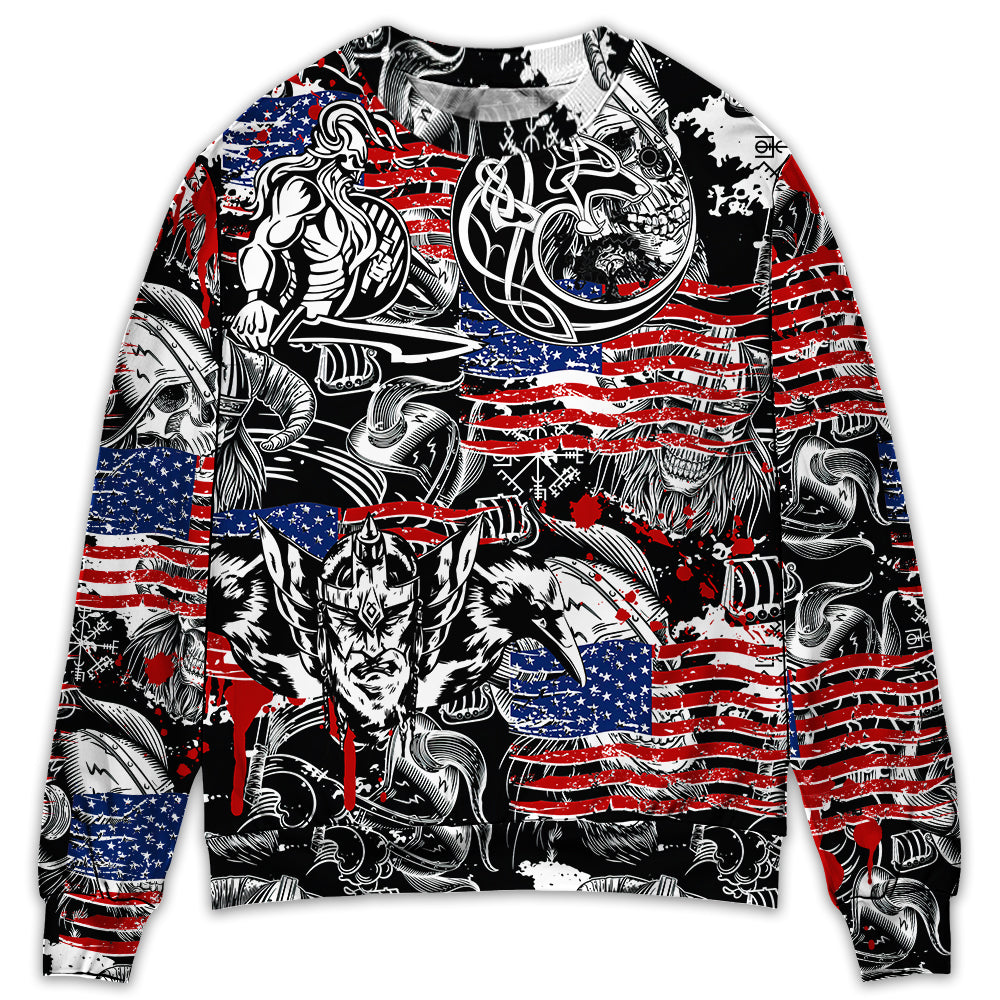 Viking Independence Day Warrior And Wolf Sweater For Historical Events Travel And Comfortable Everyday Wear