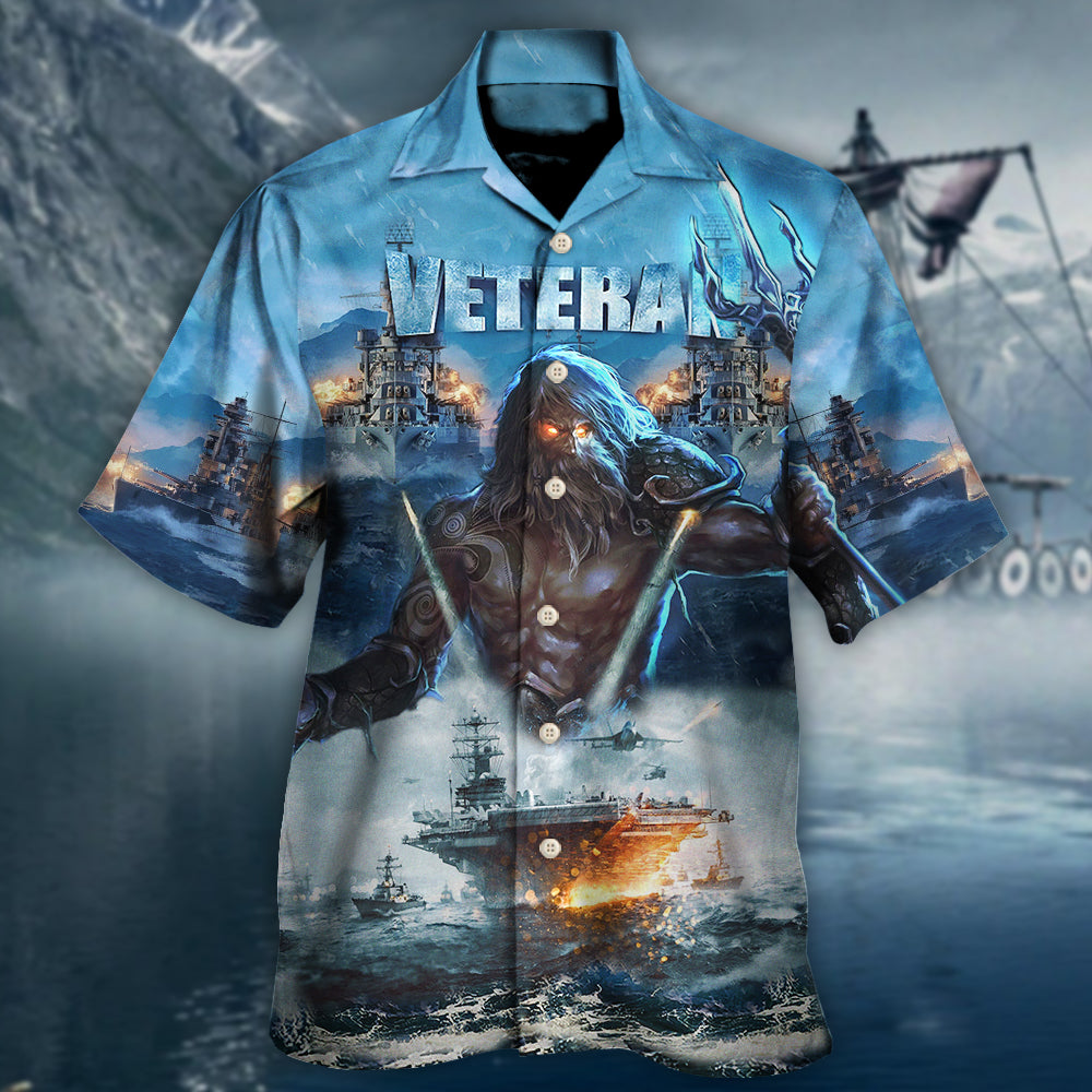 Patriotic Veteran Ocean Fierce Hawaiian Shirt Artwork View For Weekend Travel And Beach Style