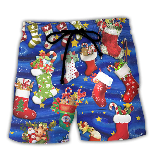 Christmas Socks Tree Beach Shorts For Poolside Relaxation And Easy Warm Weather Wear