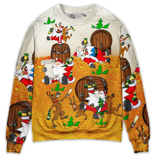 Christmas Santa Drunk Beer Funny Happy Holiday Sweater For Festive Parties Family Photos And Comfortable Seasonal Wear
