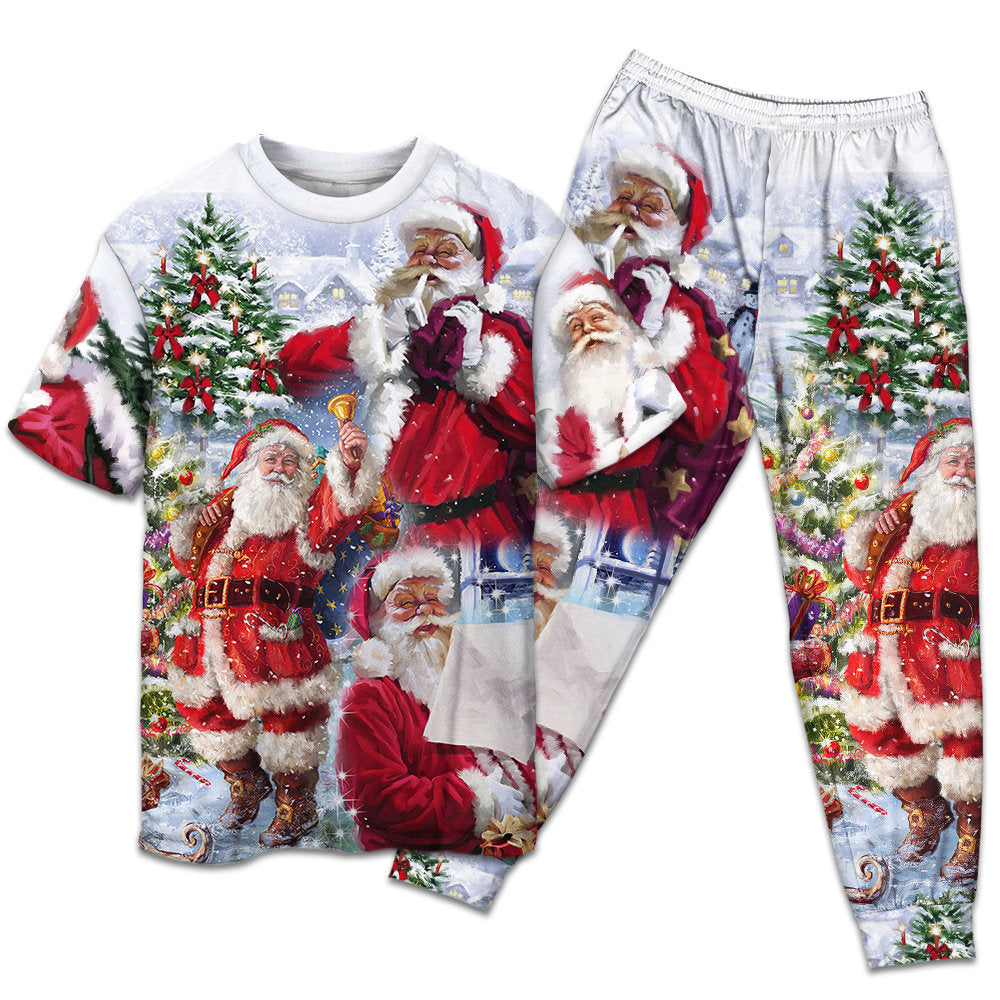 Santa Holiday Arrival Short Sleeve Pajamas Set For Christmas Mornings And Relaxed Lounging