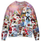 Santa And Snowman Snow Village Sweater For Winter Celebrations Family Events And Thoughtful Gifting