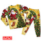 Santa And Golden Christmas Tree Long Sleeve Pajamas Set For Holiday Bedtime And Cozy Home Wear