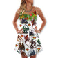 Dragon Merry Christmas Art V-Neck Sleeveless Cami Dress For Festivals Travel And Relaxed Casual Summer Wear