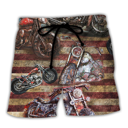 Motorcycle Americana Beach Shorts For Holiday Cruises And Leisure And Relaxation