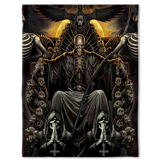 Skull Grim Reaper Dark Flannel Blanket For Cozy Bedroom Sofa Decor