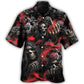 Gothic Dark Red Smoke Skull Hawaiian Shirt For Mythic Art Lovers, Coastal Outings, And Thoughtful Gift Giving