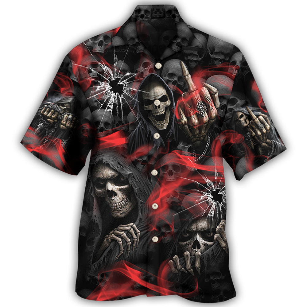 Gothic Dark Red Smoke Skull Hawaiian Shirt For Mythic Art Lovers, Coastal Outings, And Thoughtful Gift Giving